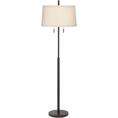 Possini Euro Design Modern Floor Lamp 62.5" Tall Bronze Slender Column Off White Fabric Tapered D... | Target
