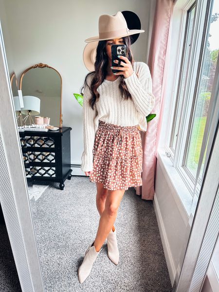 Fall floral skirt (actually a skort) paired with the perfect cropped length chenille ivory sweater! Perfect Fall transition outfit! All 30% off with code TAKE30

#LTKSale #LTKunder50 #LTKstyletip