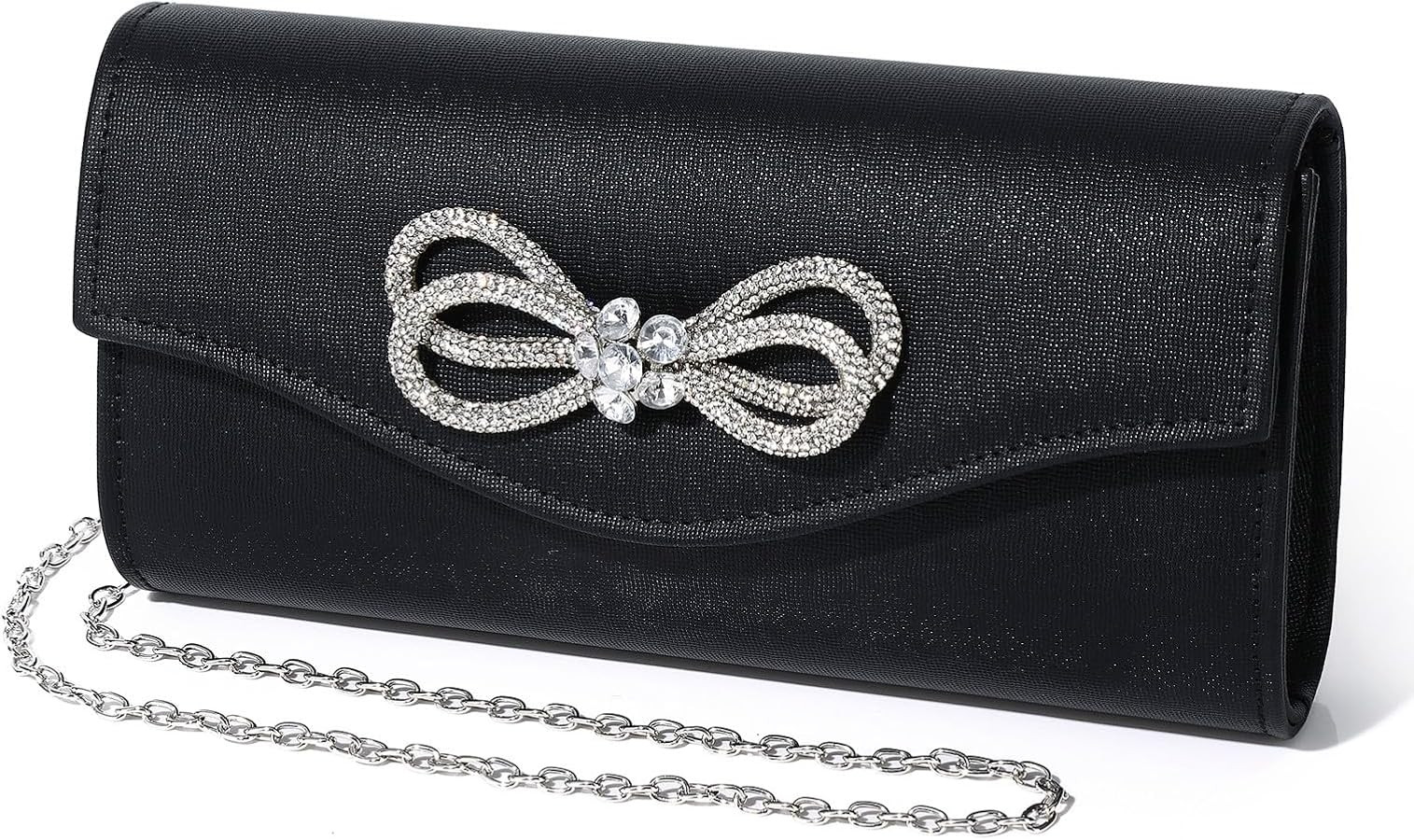 Women Evening Handbag Shiny Crystal Bow Flap Clutch Purse for Women Wedding Party Prom Purse | Amazon (US)