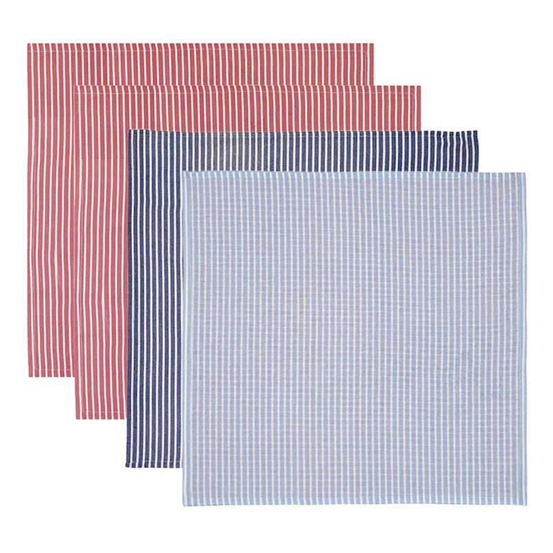 Set of 4 Striped Red and Blue Napkins, 20" | At Home