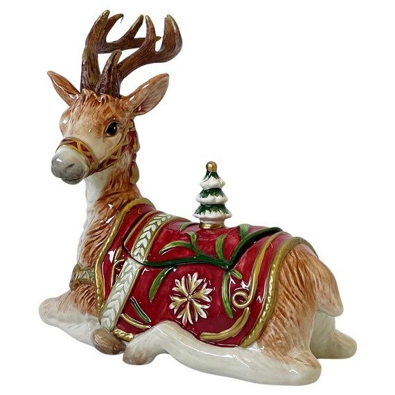 Fitz & Floyd Winter Holiday Santa Sculpted Lidded Reindeer Box - Discontinued Series - Grandmille... | Etsy (US)