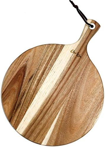 Acacia Wood Pizza Peel For Kitchen, 12’’ Round Cutting Board with Handle, Wooden Pizza Paddle, Servi | Amazon (US)