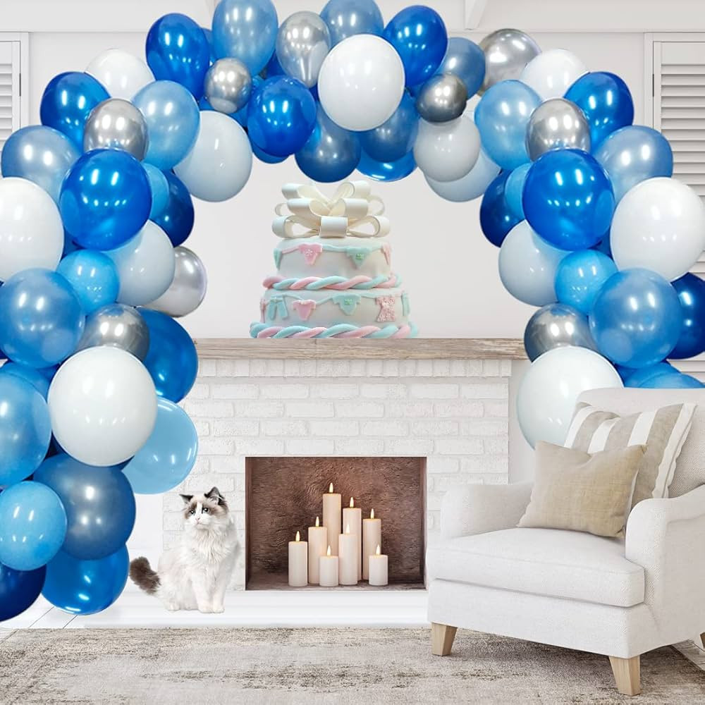 Blue Balloons Garland Arch Kit Blue Silver and White Balloons Blue Birthday Decorations Wedding P... | Amazon (US)