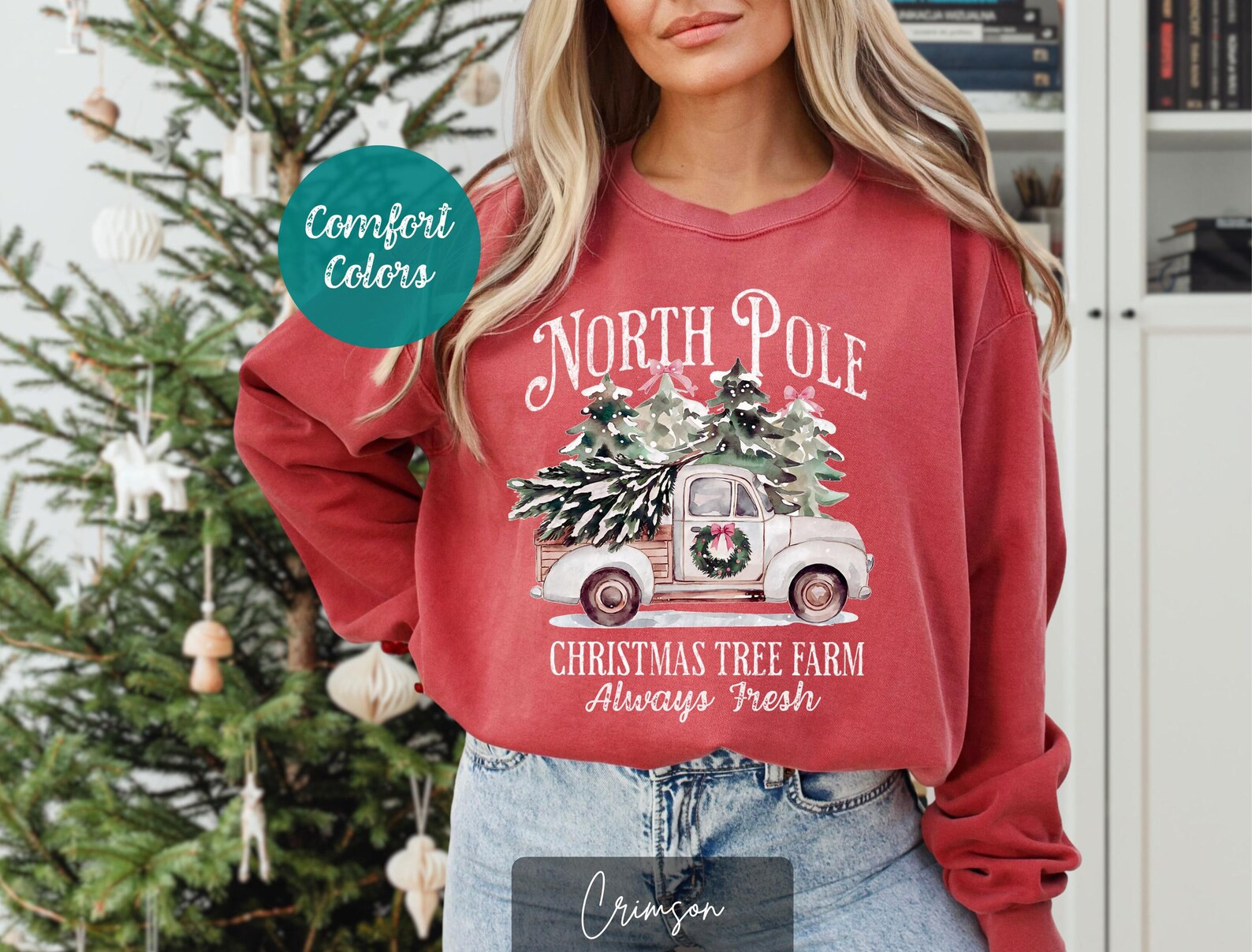Comfort Colors North Pole Christmas Sweatshirt Vintage Holiday Shirt Christmas Crewneck Pullover ... | Etsy (US)