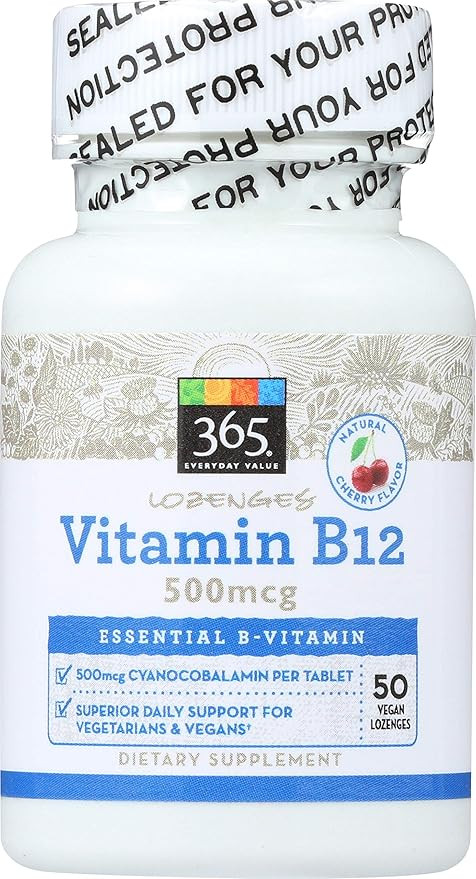 365 Everyday Value, Vitamin B12 500mcg Lozenges, Cherry Flavor, 50 ct | Amazon (US)