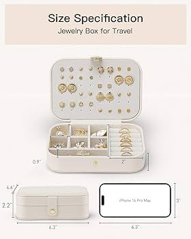 Vlando Travel Jewelry Case for Women Girls Mothers, PU Leather Portable Small Jewelry Box for Rin... | Amazon (US)