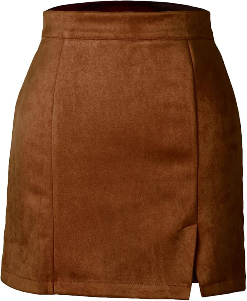 SANGTREE Women's High Waist Suede Mini Skirts | Amazon (US)