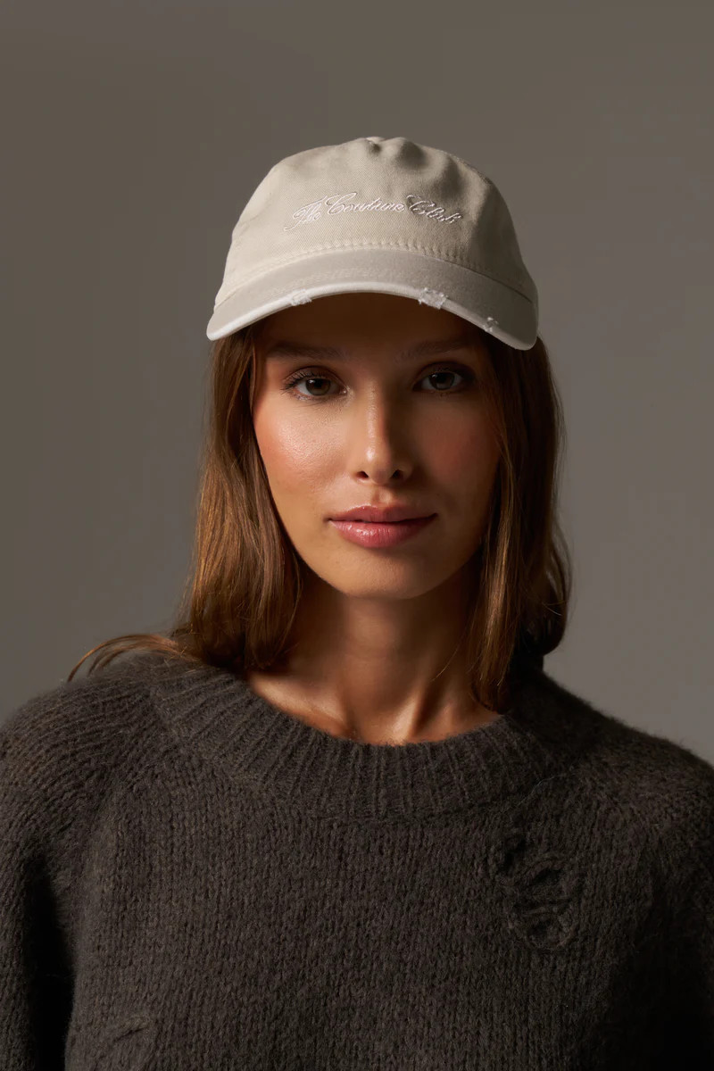 WASHED SCRIPT CAP - BONE | The Couture Club