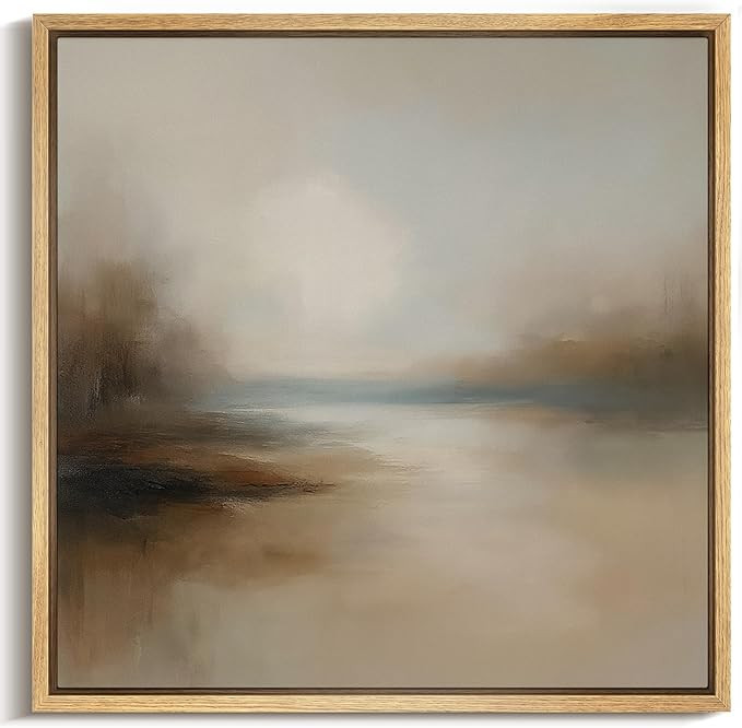 MUDECOR Framed Canvas Print Wall Art Abstract Lakeside Horizon Modern Impressionist Landscape Ill... | Amazon (US)