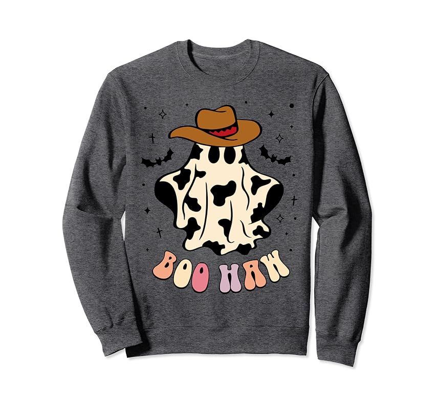 Boo haw ghost western cowboy cowgirl funny Halloween Sweatshirt | Amazon (US)