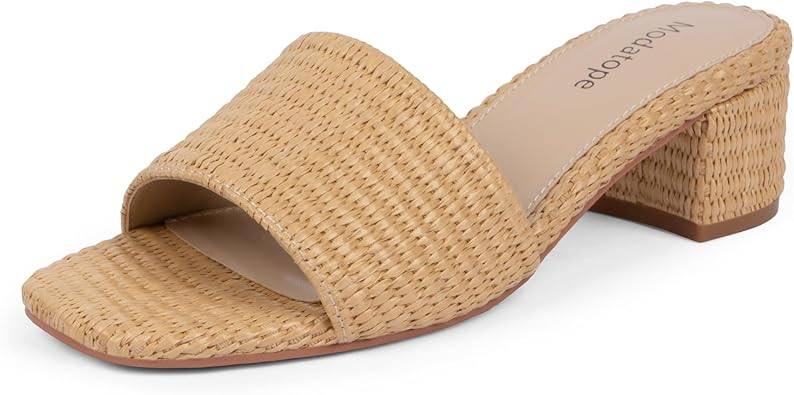 Modatope Braided Sandals Women Chunky Heel Square Toe Sandals for Women Open Toe Heeled Mules | Amazon (US)