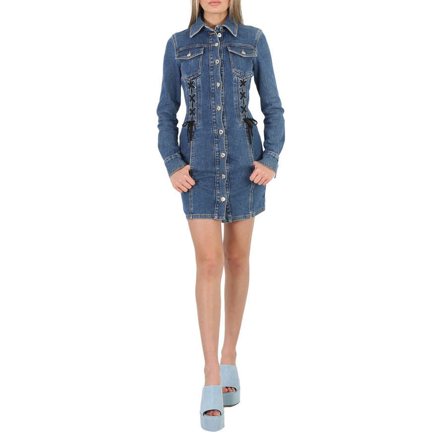 Moschino Ladies Lace Detail Denim Mini Dress | Jomashop.com & JomaDeals.com