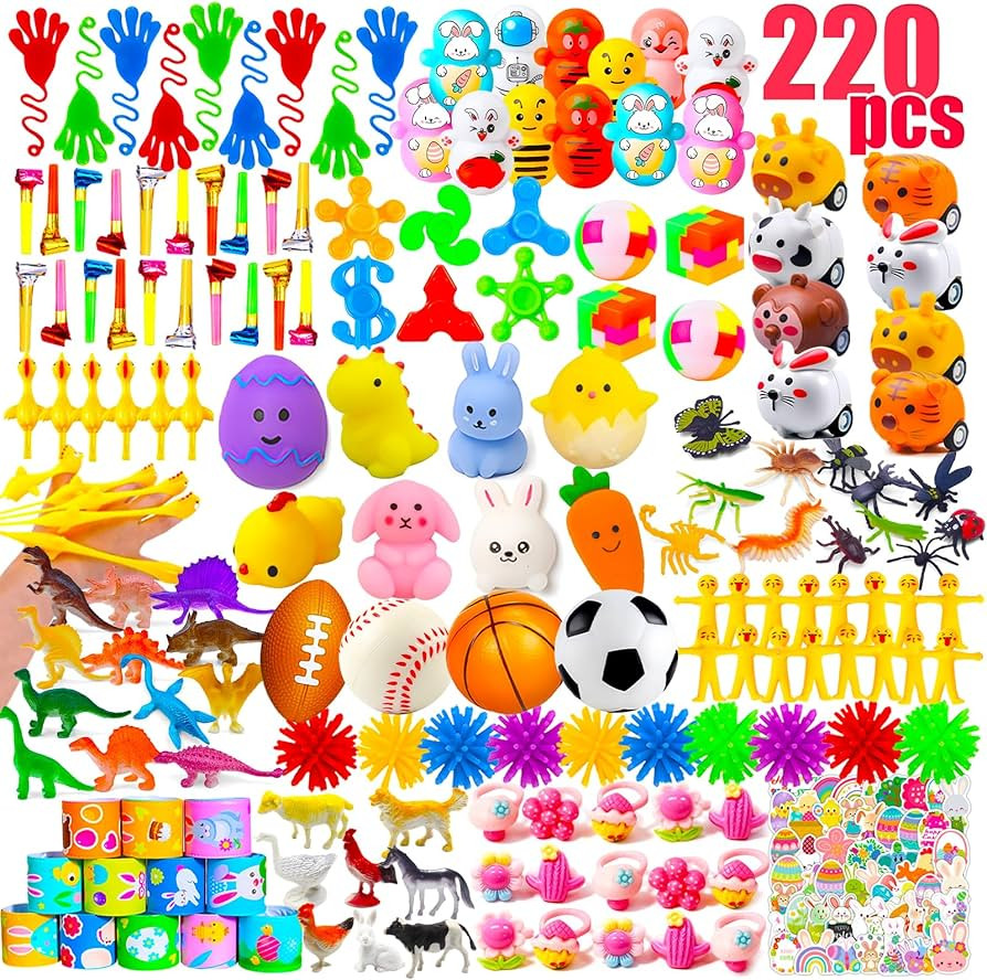 GOAUS Easter Egg Fillers Party Favors for Kids, 220 Pcs Small Toys Prizes Bulk, Goodie Bags Stuff... | Amazon (US)