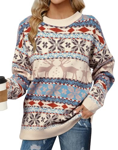 SUPEYA Santa Christmas Sweaters for Women Ugly Christmas Sweater Embroidered Santa Sweatshirt Xmas Knitted Pullover Tops | Amazon (US)