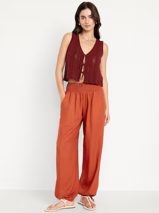 Mid-Rise Linen-Blend Harem Pants | Old Navy (US)