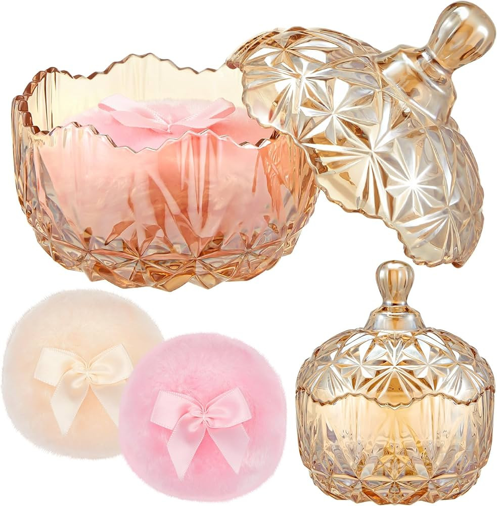 Tioncy 3 Pcs Large Body Powder Puff and Container Crystal Container Soft Washable Reusable Velour... | Amazon (US)