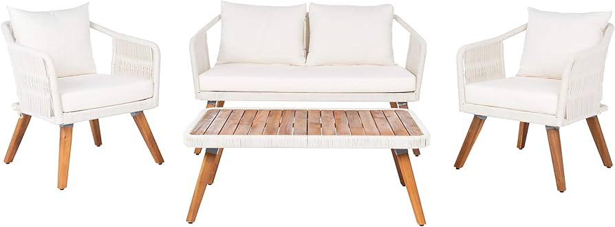 Safavieh Outdoor Collection Raldin Beige Rope 4-Piece Patio Set | Amazon (US)