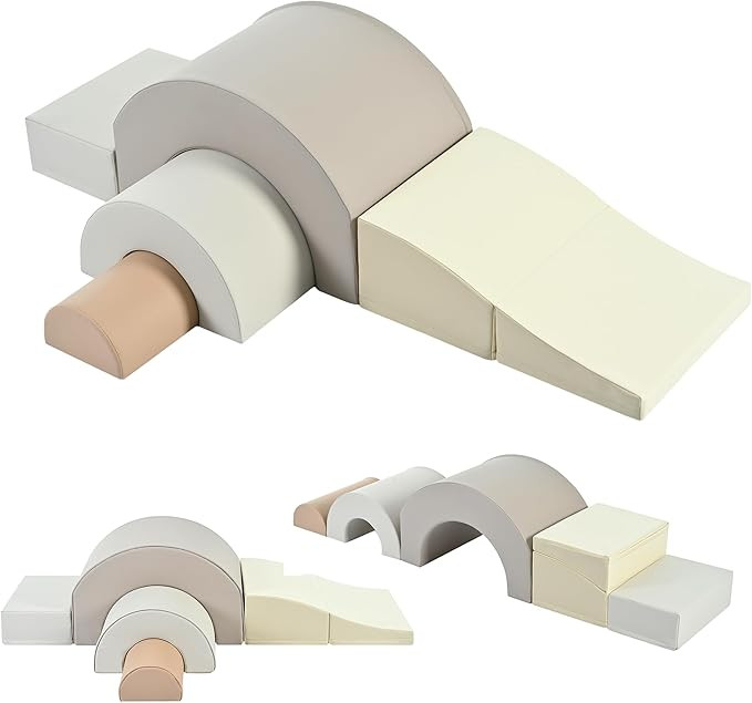 Merax Rainbow Soft Play Set, Soft Climbing Toys for Toddlers with Foldable Slide, Indoor Baby Sof... | Amazon (US)