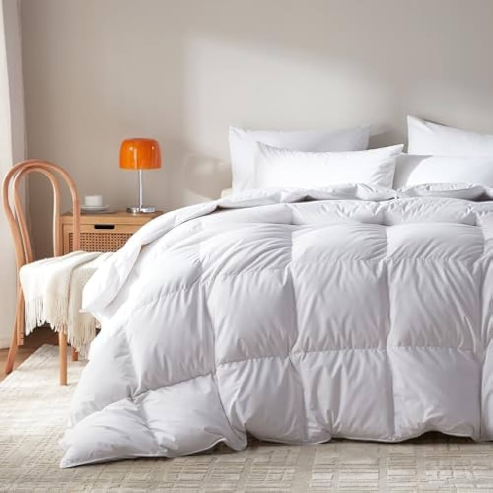 Goose Feather Down Comforter King Size,100% Organic Cotton Duvet Insert,All-Season Luxury Duvet I... | Amazon (US)
