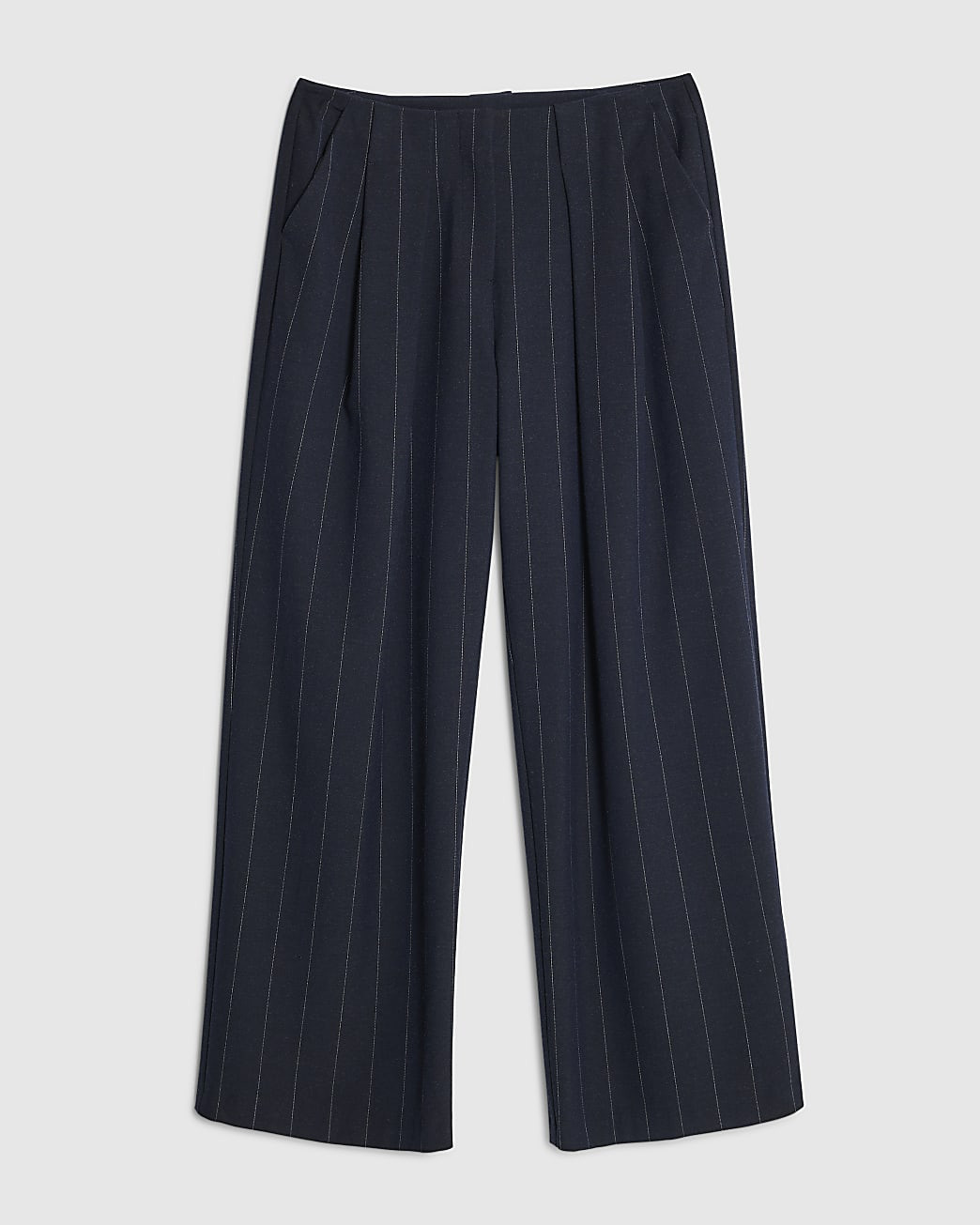 Navy Pinstripe Low Waist Trousers | River Island UK & IE
