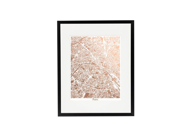 Paris Map, Art Deco Map in Rose Gold Map Of Paris, Foil Map, Gift for Traveler, Rose Gold Foil Pr... | Etsy (US)
