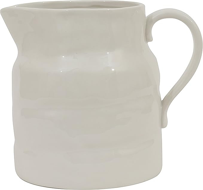 Creative Co-Op Stoneware Vintage Reproduction Pitcher, Large, White | Amazon (US)