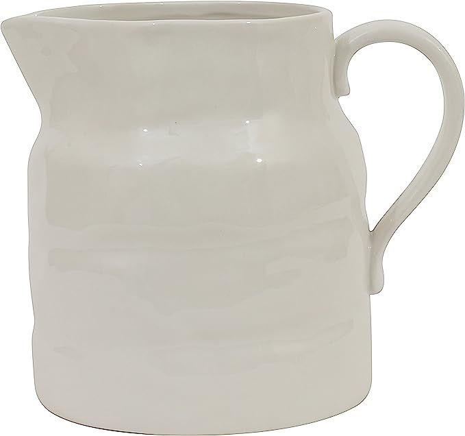 Creative Co-Op Stoneware Vintage Reproduction Pitcher, Large, White | Amazon (US)