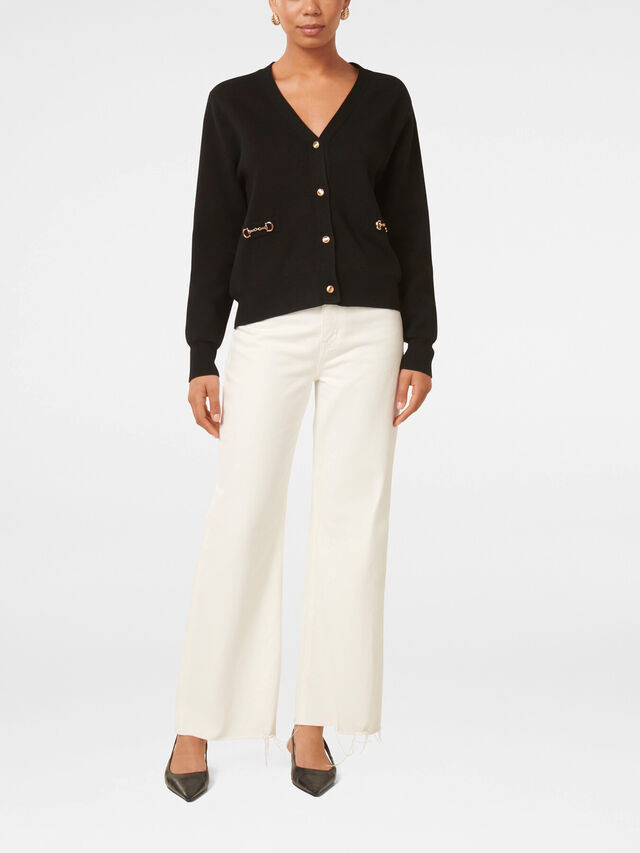 Black Women's Forever New Eve Hardware Detail Cardigan | Fenwick | Fenwick