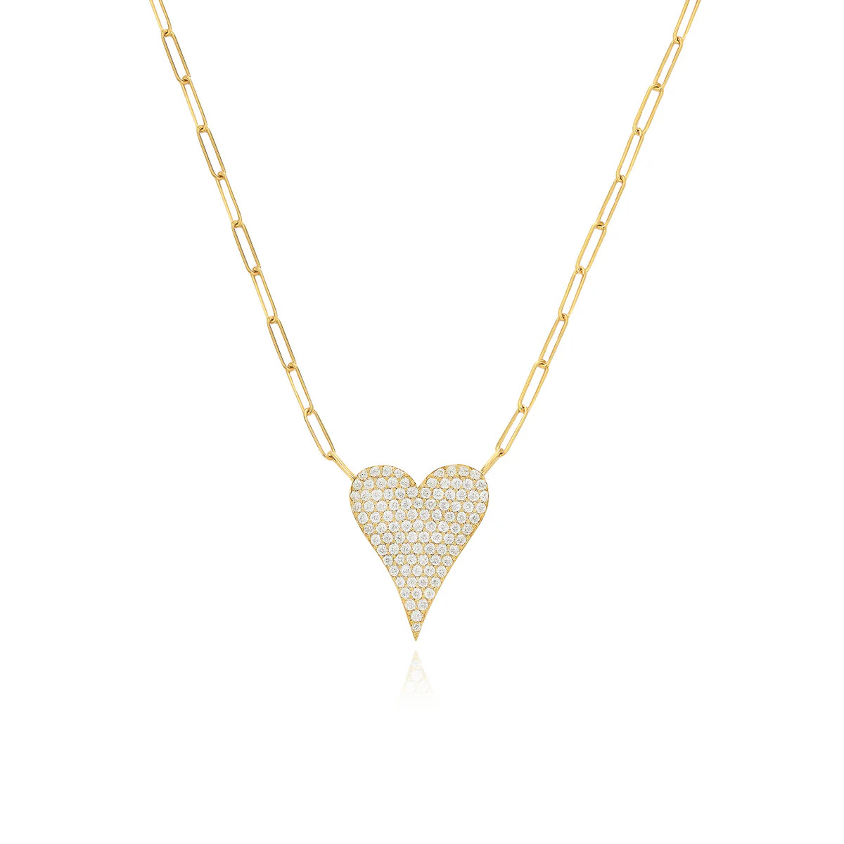 Pave Heart Paperclip Necklace | Alev Jewelry