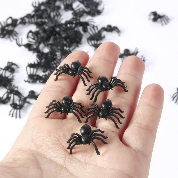 50Pcs 2cm Scary Plastic Spiders Small Fake Spider Joke Toys for Prank Halloween - Walmart.com | Walmart (US)