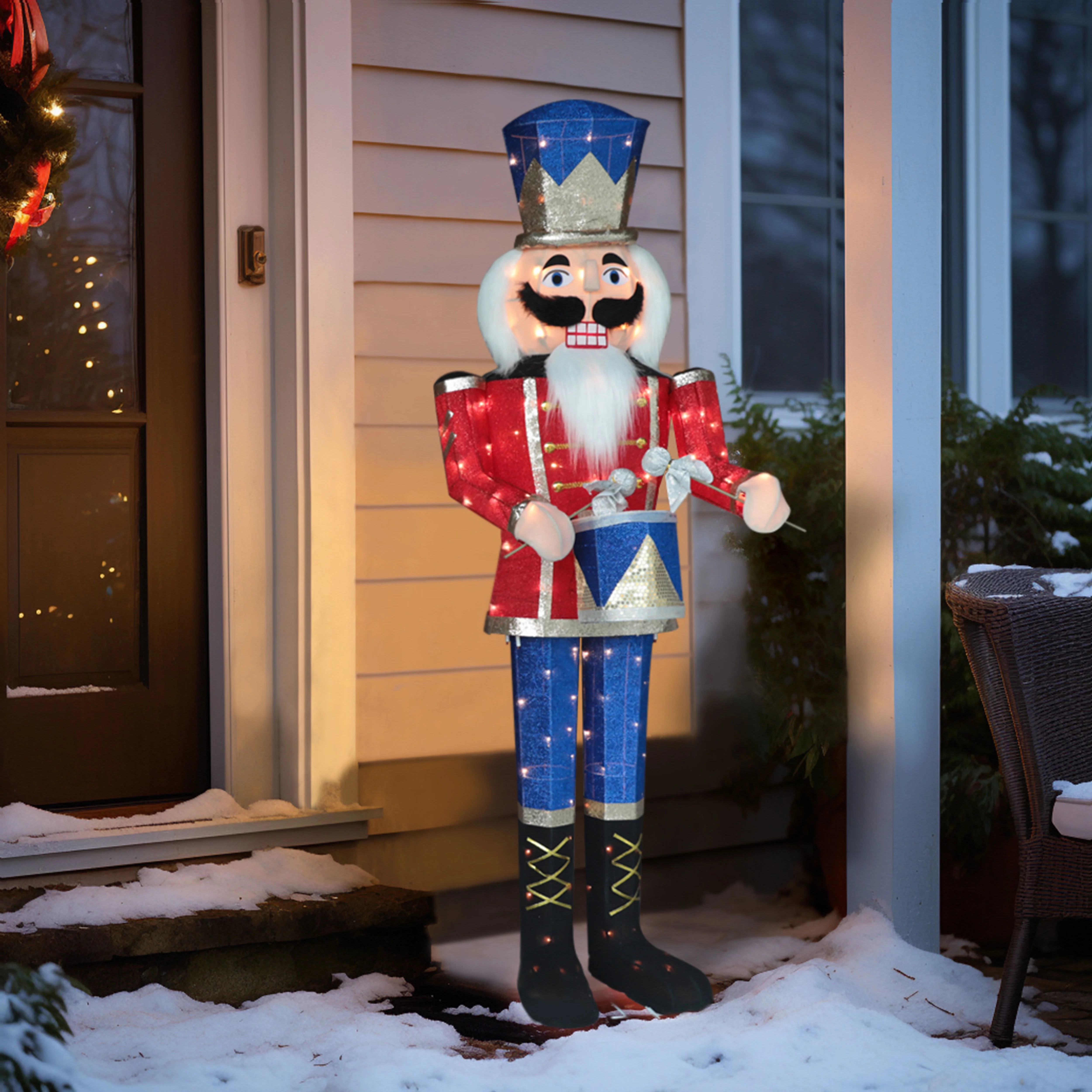 VEIKOUS 5ft Lighted Nutcracker Drumming Soldier Holiday Decor Outdoor & Indoor w/ Ground Stake | Walmart (US)