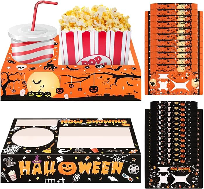 24 Piece Halloween Movie Night Snack Trays & Boxes - Halloween Party Supplies Snack Trays Popcorn... | Amazon (US)