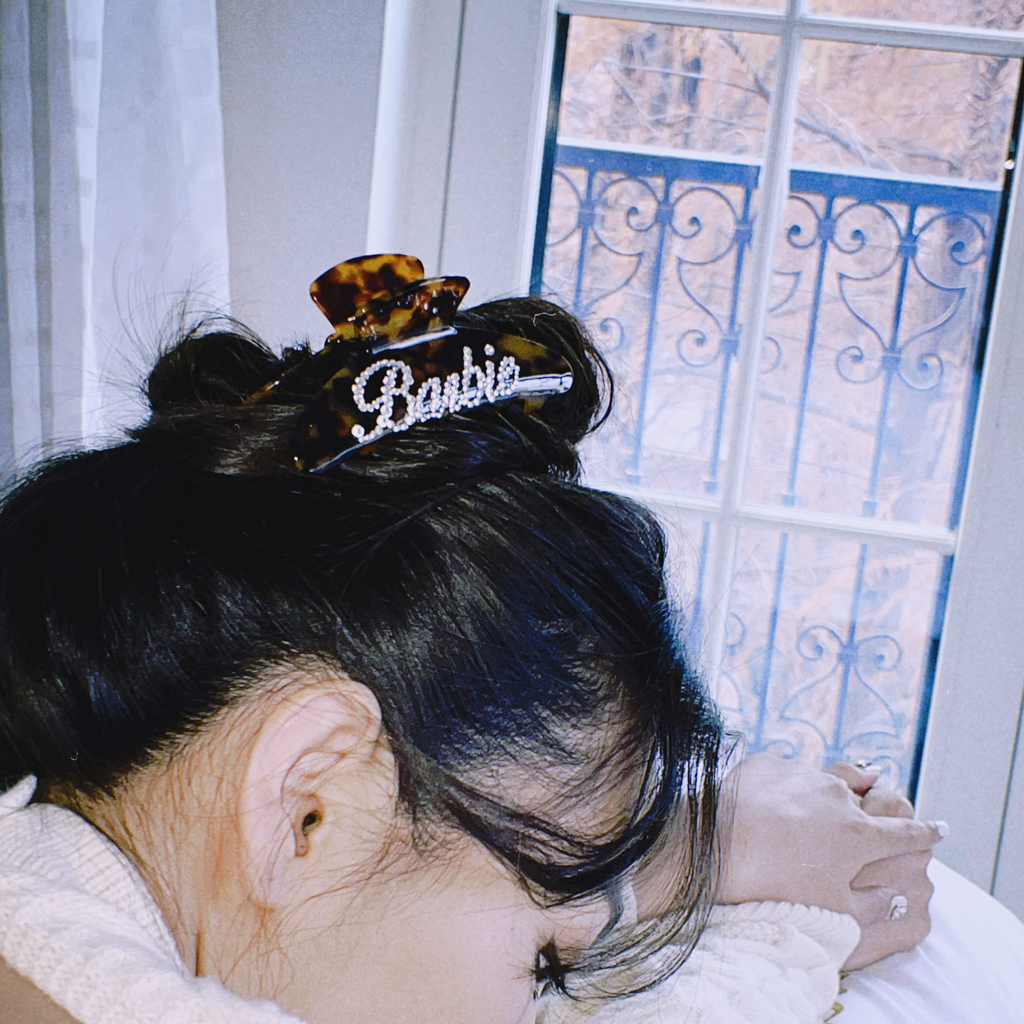 Personalized Rhinestone Hair Claw Barrettes - Custom Name/Number, French Design Cellulose Acetate... | Amazon (US)