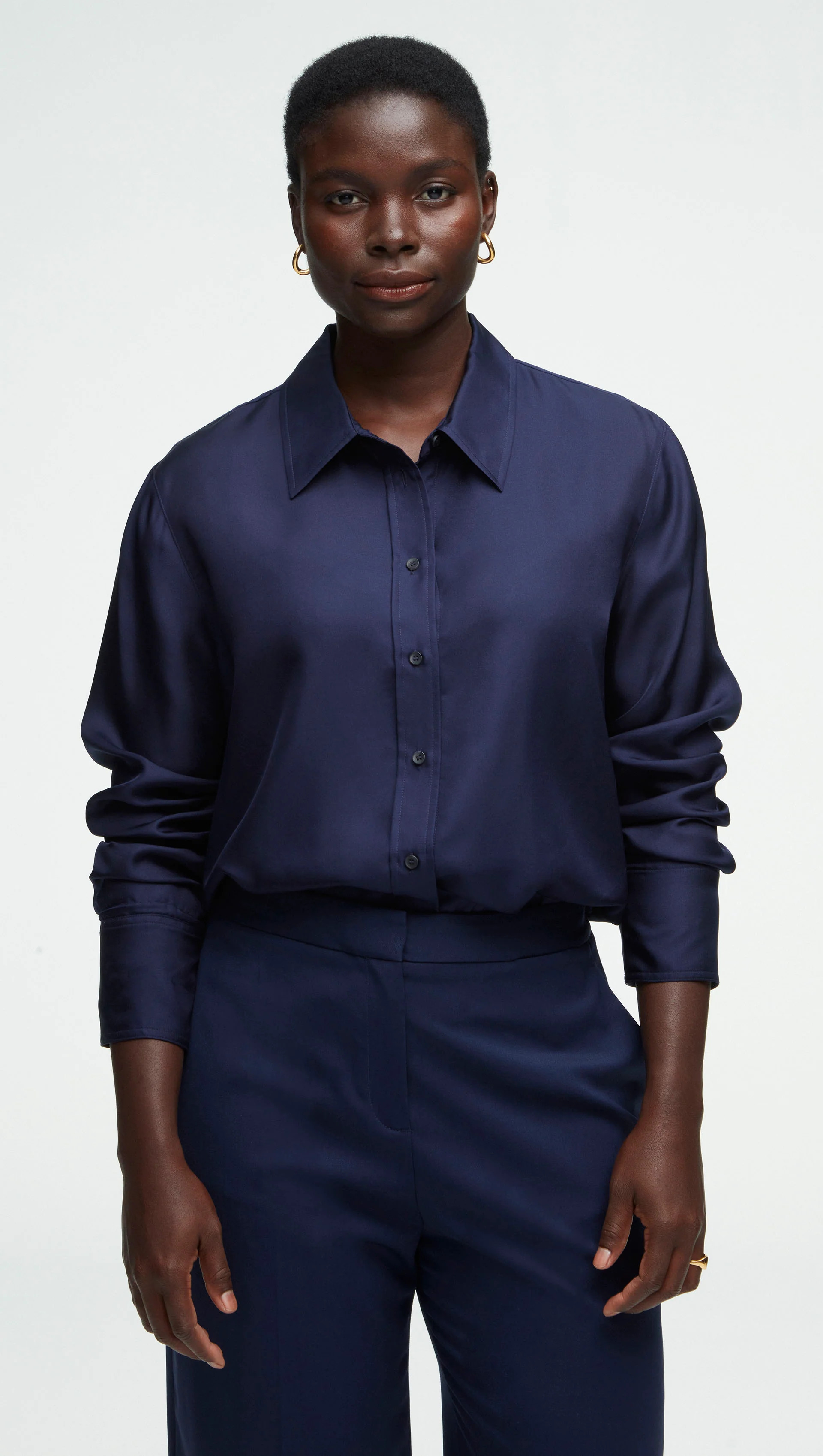 Slim Blouse in Silk Twill | Work Shirts for Women | Argent | Argent