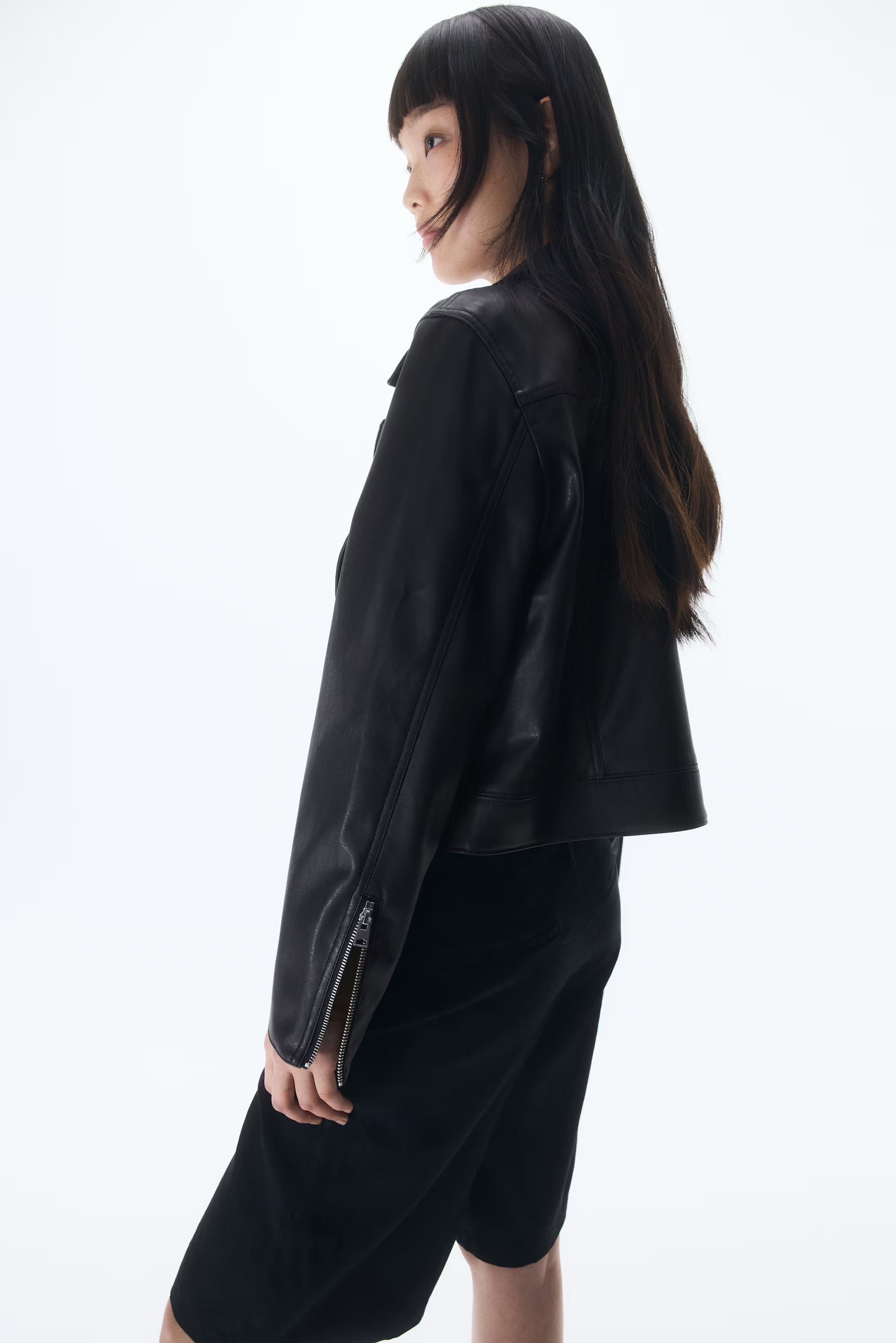 Short biker jacket - Brown - Ladies | H&M GB | H&M (UK, MY, IN, SG, PH, TW, HK)