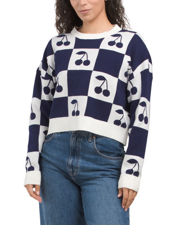 Checkered Cherry Sweater | TJ Maxx