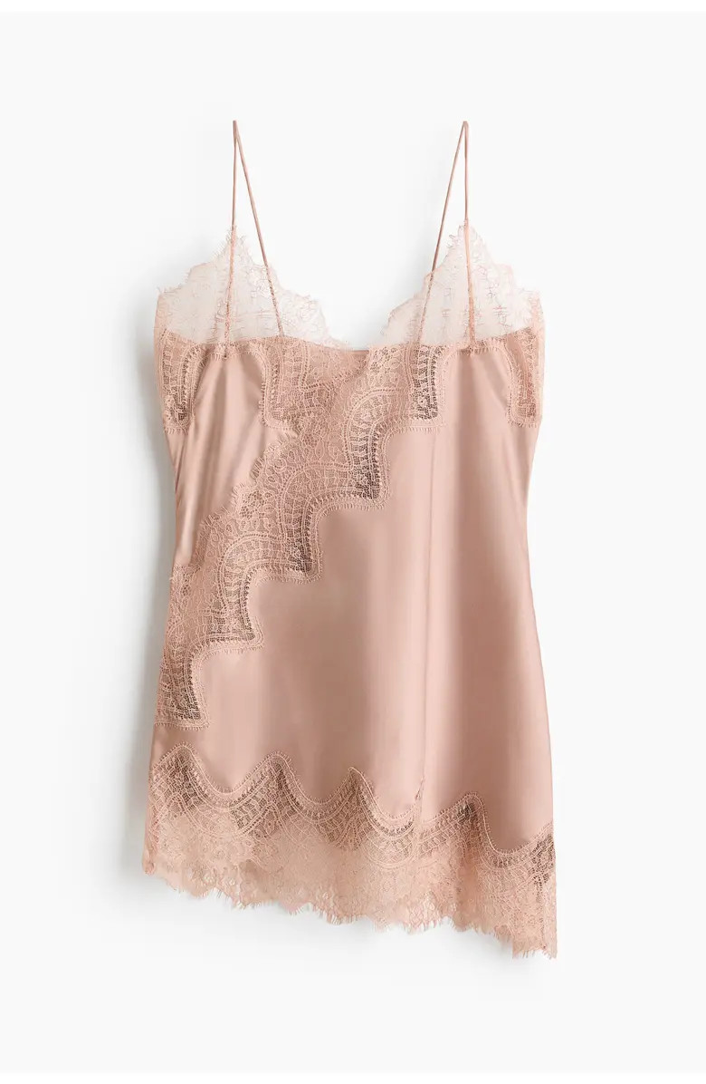 Lace-trimmed Strappy Satin Top | Nordstrom