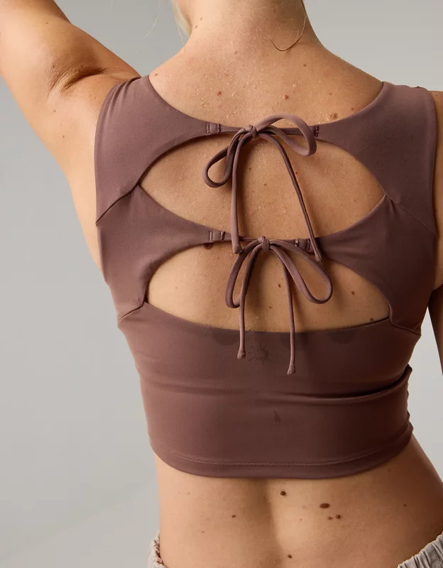 OFFLINE By Aerie Real Me XTRA Tie Back Longline Sports Bra | American Eagle Outfitters (US & CA)