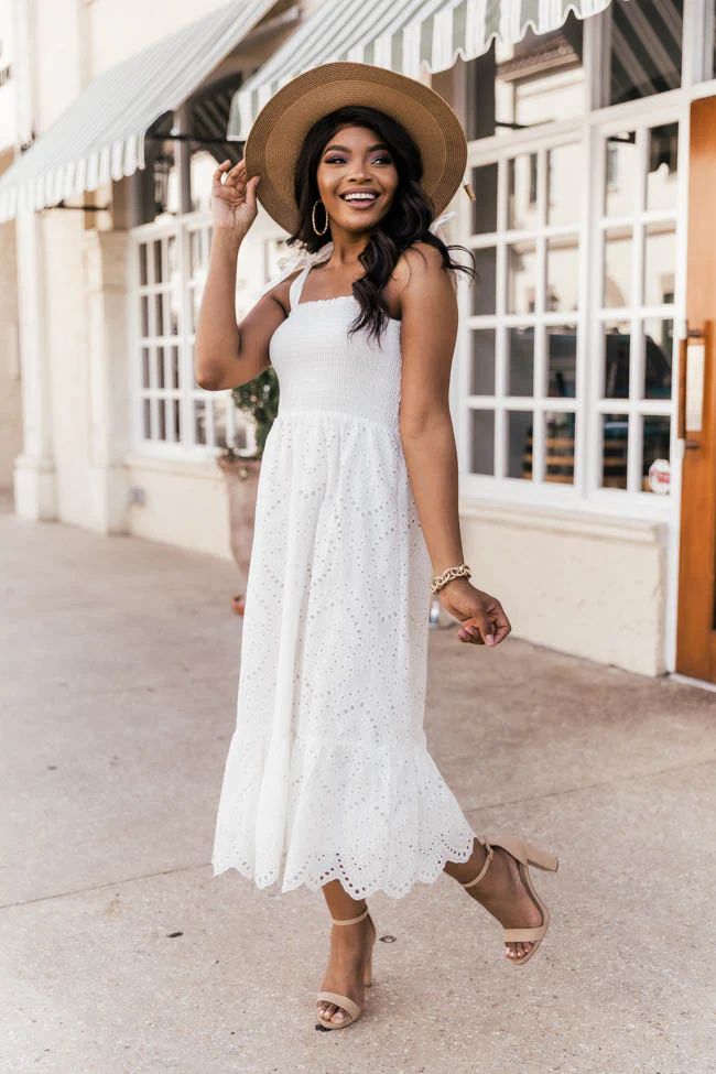 Promise In My Heart White Lace Midi Dress FINAL SALE | Pink Lily