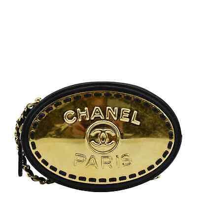 CHANEL Oval CC Vanity Chain Mini Leather Crossbody Clutch Black | eBay US