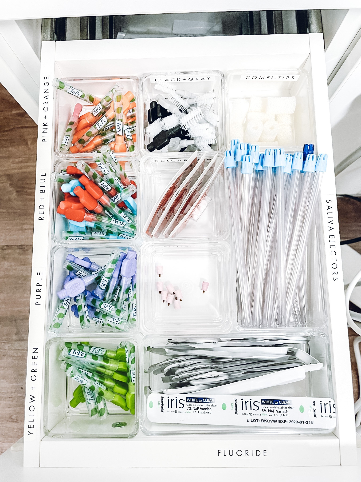 Dental office organization✨ The Container Store Luxe Acrylic Stacking Drawer Organizers Clear Set Of 5. Amazon Brother P-Touch Cube Plus.