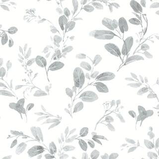 30.75 sq. ft. Dancing Leaves Grey Peel and Stick Wallpaper | The Home Depot
