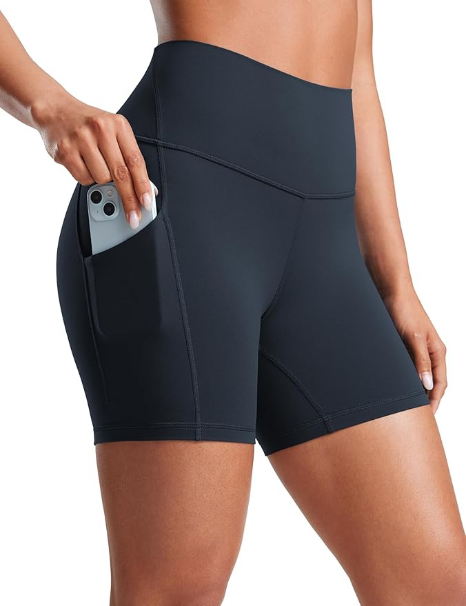 CRZ YOGA Womens Butterluxe Biker Shorts with Pockets 5 Inches - High Waisted Volleyball Workout A... | Amazon (US)