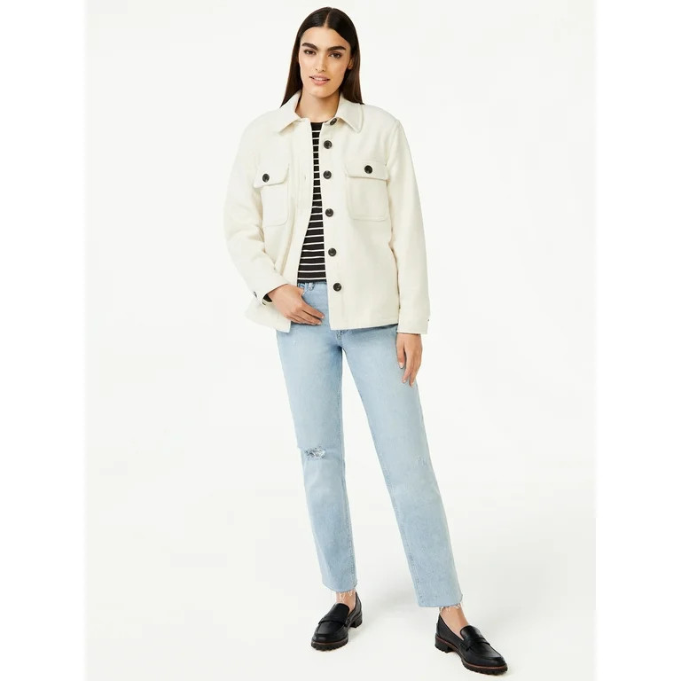 Free Assembly Women's Wool Blend Shirt Jacket | Walmart (US)