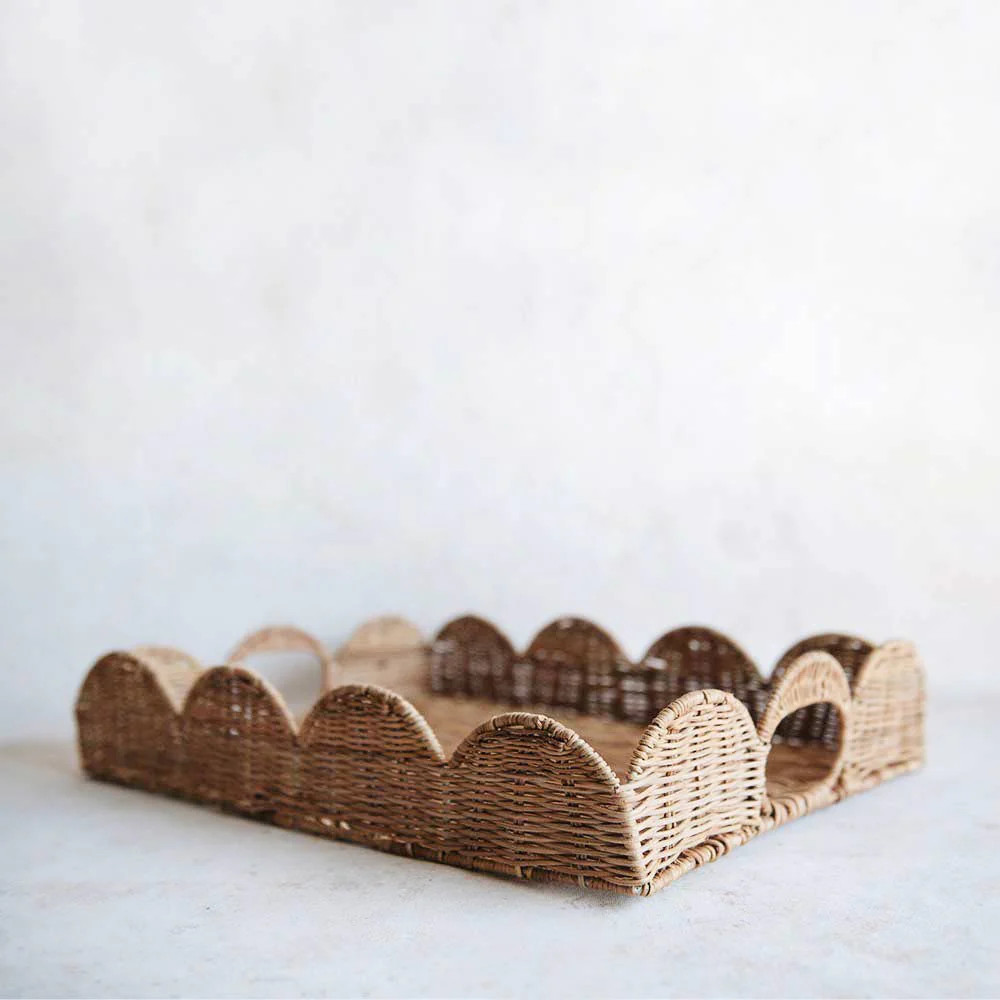 Sanders Scalloped Rattan Tray | Roan Iris