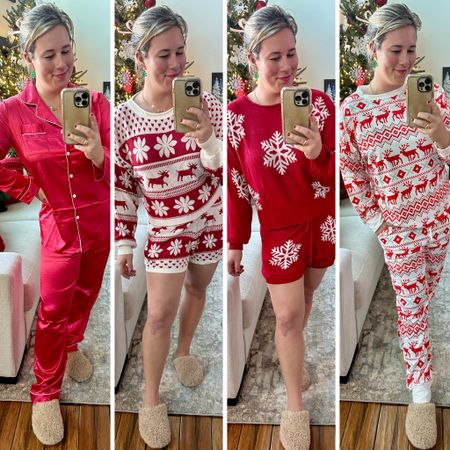 Holiday pajamas! I am actually so impressed with all 4 of these options!!

Red silk long sleeve- small
Two shorts sets- medium (cropped top)
Jogger set- medium (should have gotten small) 

Amazon find. Amazon holiday pajamas. Christmas pajamas. Holiday outfit. Christmas outfit. Christmas cozy. 

#LTKHoliday #LTKSeasonal #LTKfindsunder50