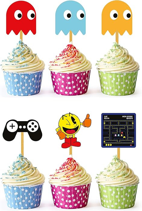 24x Retro Game Cupcake Topper Picks – Fun Birthday Décor for Kids | Amazon (US)