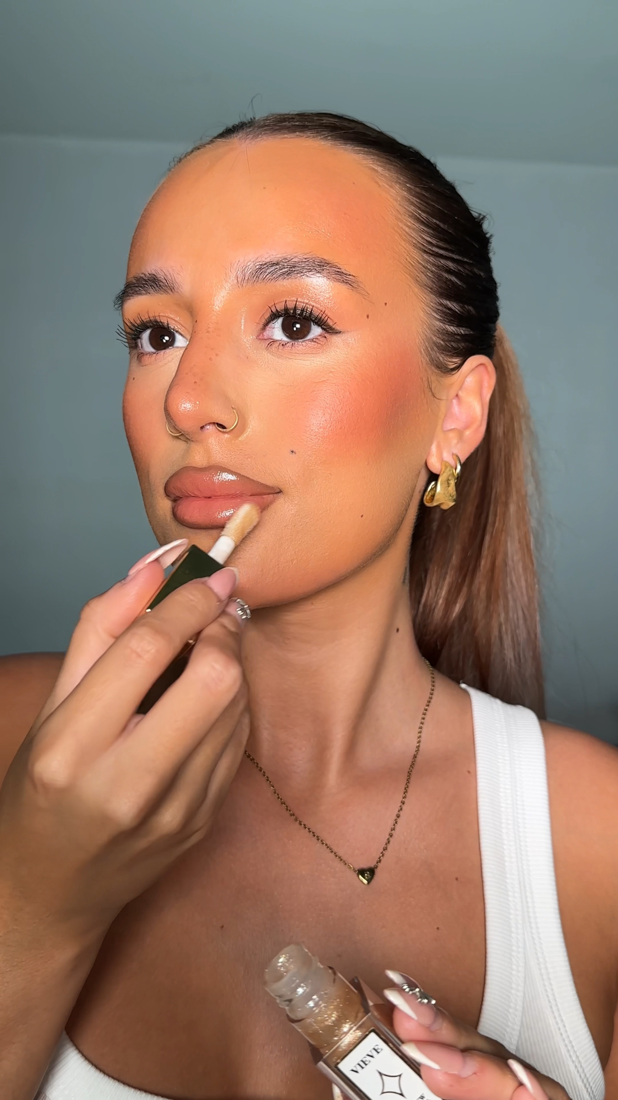 the most dreamy summer aperol spritz lip combo you ever did see🤌🏼 rhode beauty fenty beauty and vieve 