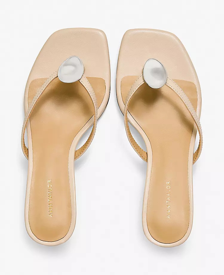 Leather Flip Flop Heeled Sandal | Ann Taylor