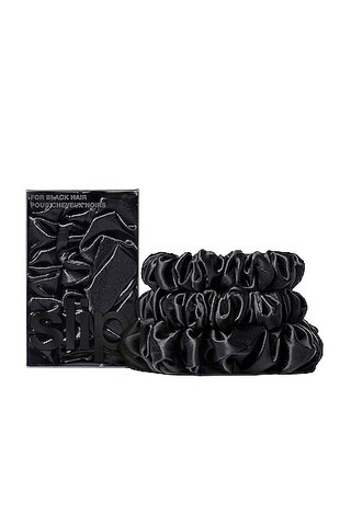 Slip Assorted Scrunchies Set Of 3 in Black - Black. Size all. | FWRD 